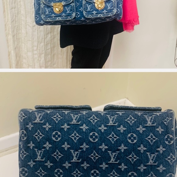 Louis Vuitton 2005 blue monogram denim Neo speedy handbag M95019 A++ Conditionπ - Picture 9 of 12